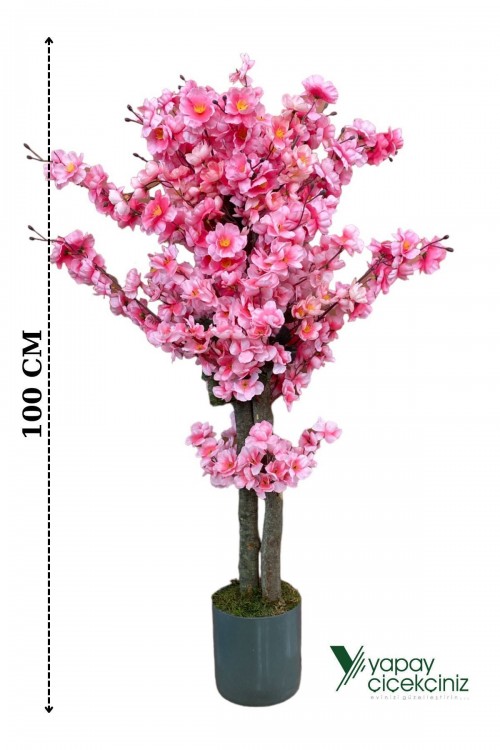 BEYAZ RENKLİ SAKSIDA SONBAHAR RENKLİ 100 CM YAPAY JAPON BAHARDALI AĞACI