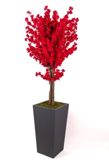 Ahşap Saksıda 160 Cm Yapay Bahardalı Ağacı