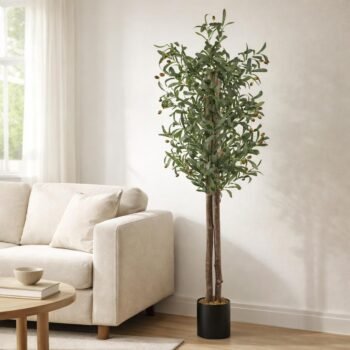 Siyah Renkli Saksı Gerçek Gövdeli 150 cm Yapay Zeytin Ağacı